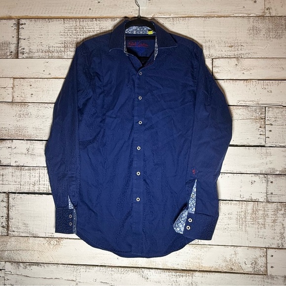 Robert Graham Classic Fit Button Up Long Sleeve Shirt Small Navy Blue Design - Picture 1 of 7